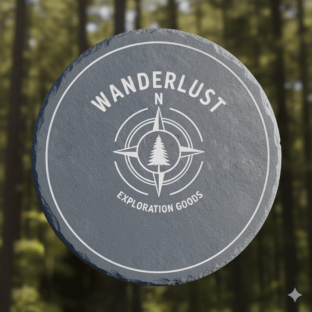 Personalized laser-engraved logos on natural slate