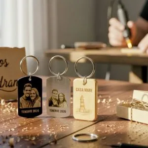 custom engraved keyrings – personalized wood, aluminium or stainless steel