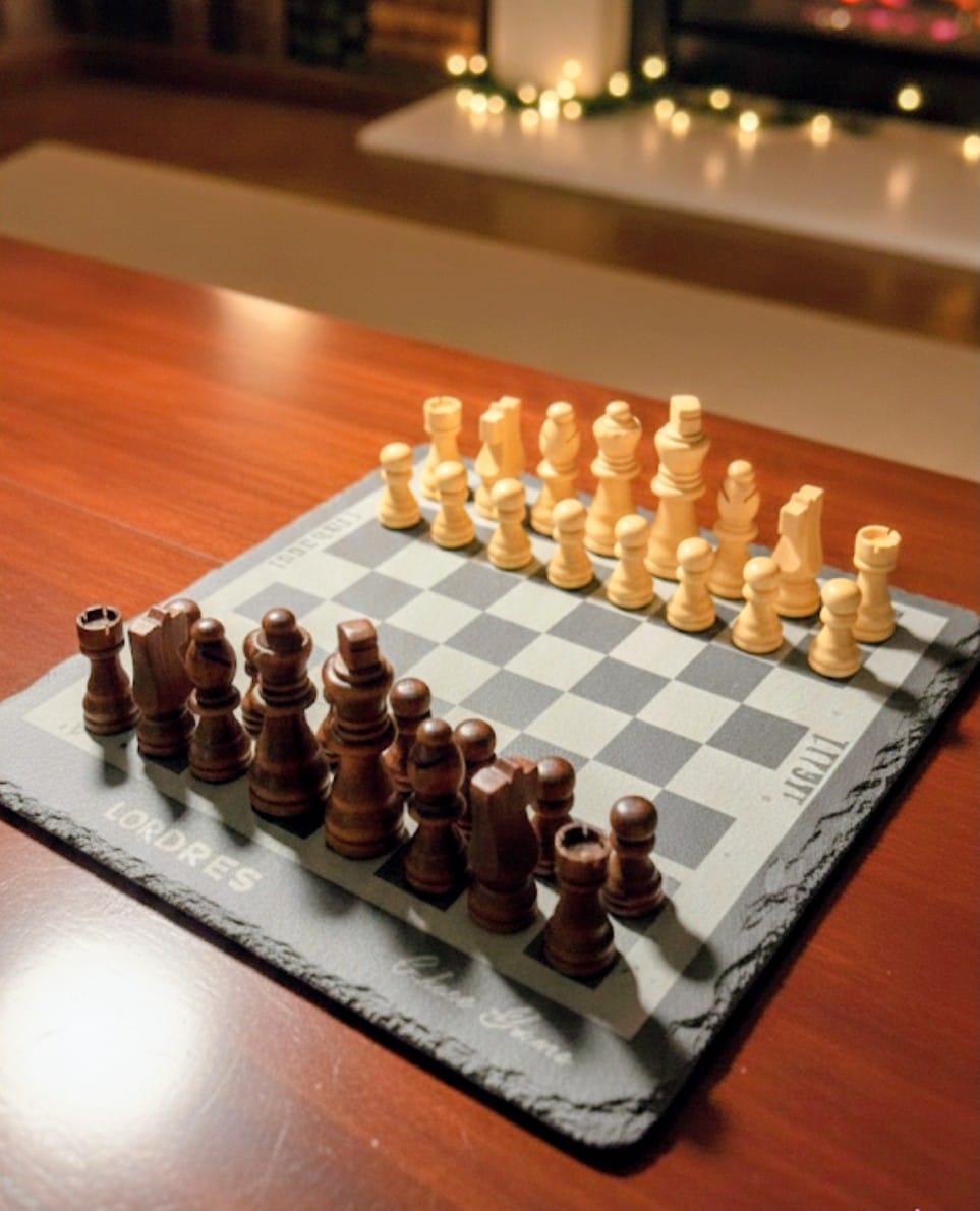 handcrafted 20x20 cm laser engraved natural slate chessboard handcrafted 20x20 cm laser engraved natural slate chessboard